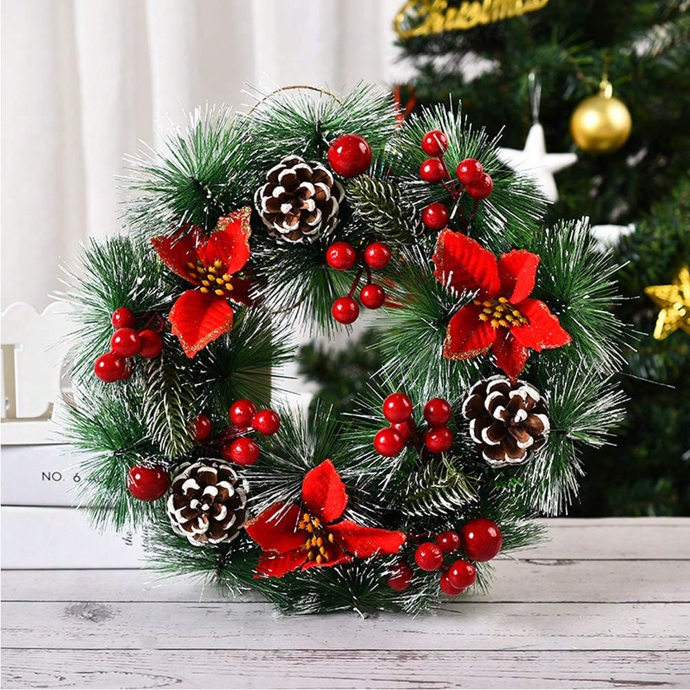 Christmas Wreath Fake - 1Pc Christmas Wreath for Front Door,Artificial