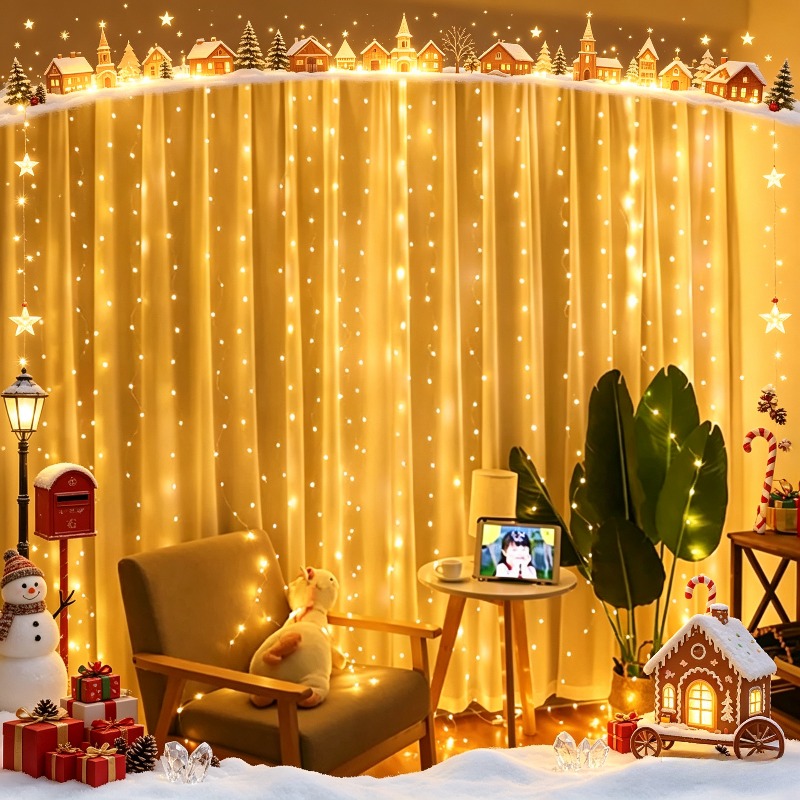Christmas Lights Outdoor - 2026 USB LED Curtain String Lights