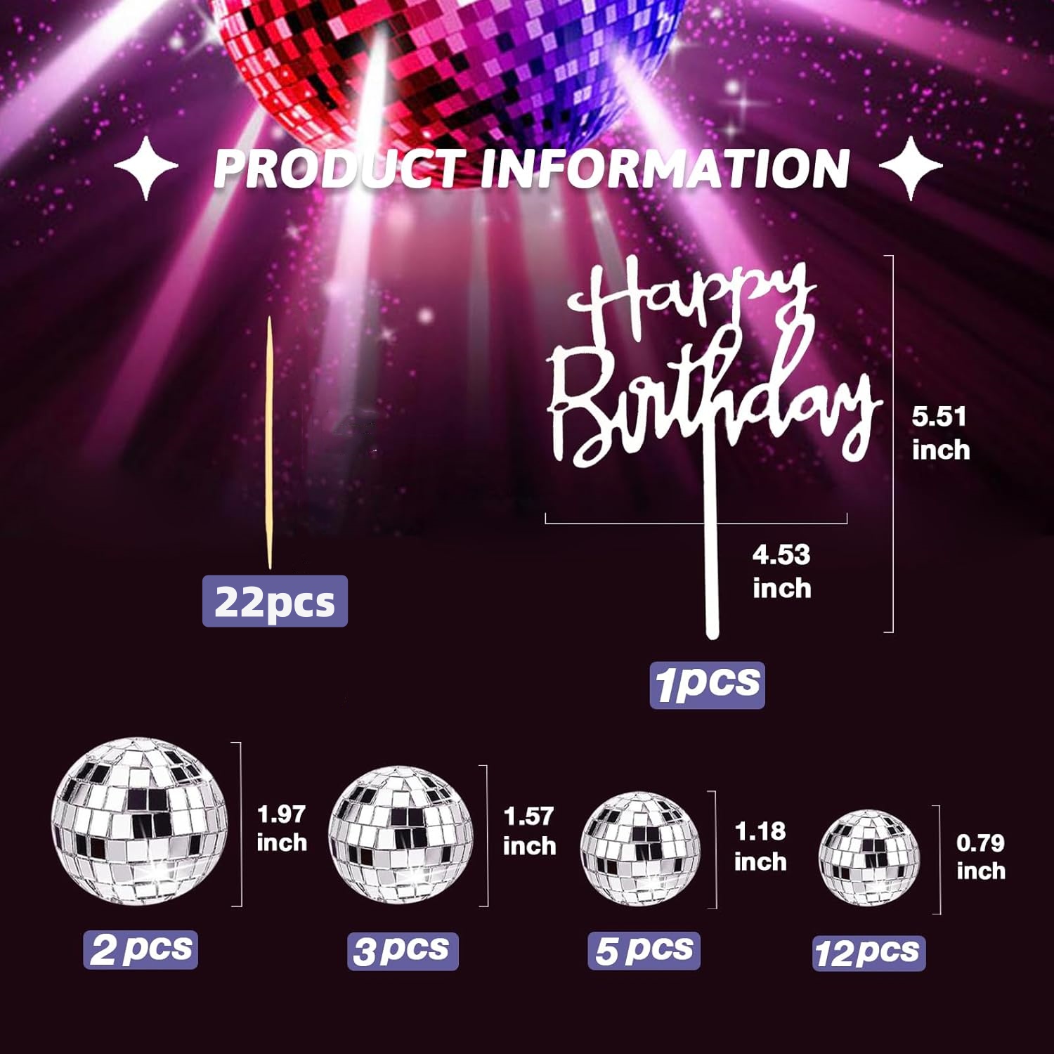 23 Pcs Disco Ball Cake Decorat - Star Tree Topper 评论和价格