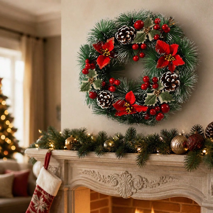 1Pc Christmas Wreath for Front - Christmas Wreath Fake 评论和价格