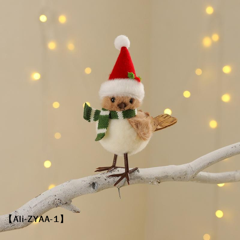 【A】Christmas Plush Bird Orname - Santa Hat Plush 评论和价格