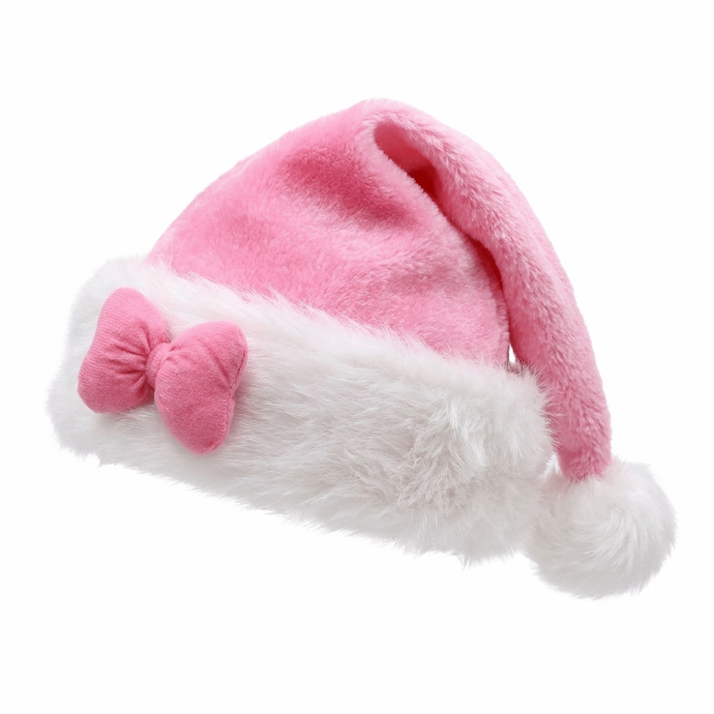 New Star Pattern Pink Bow Sant - Santa Hat Plush 评论和价格
